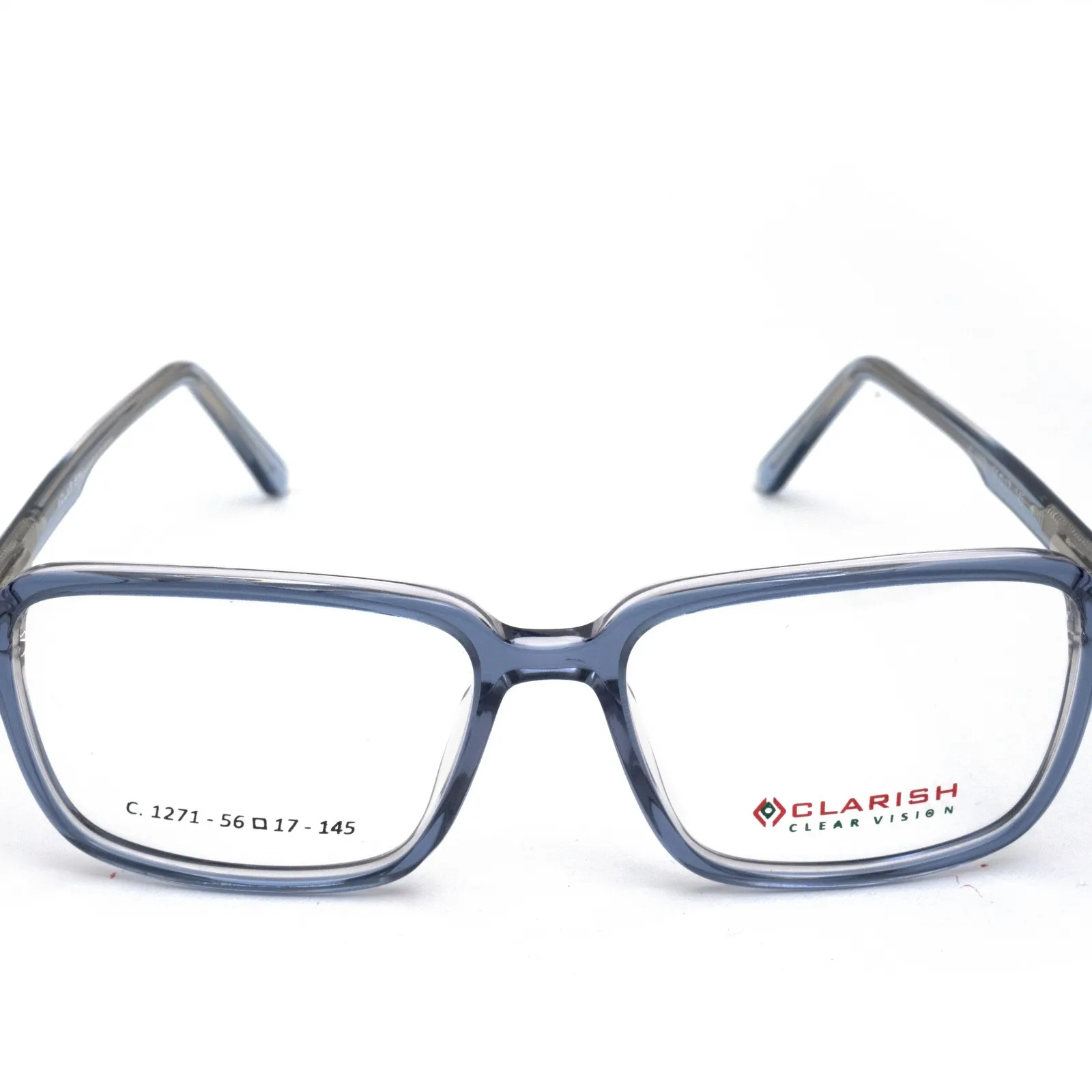 Clarish™ C-1271 — Slate Blue / Crystal rectangle cellulose acetate optical frame